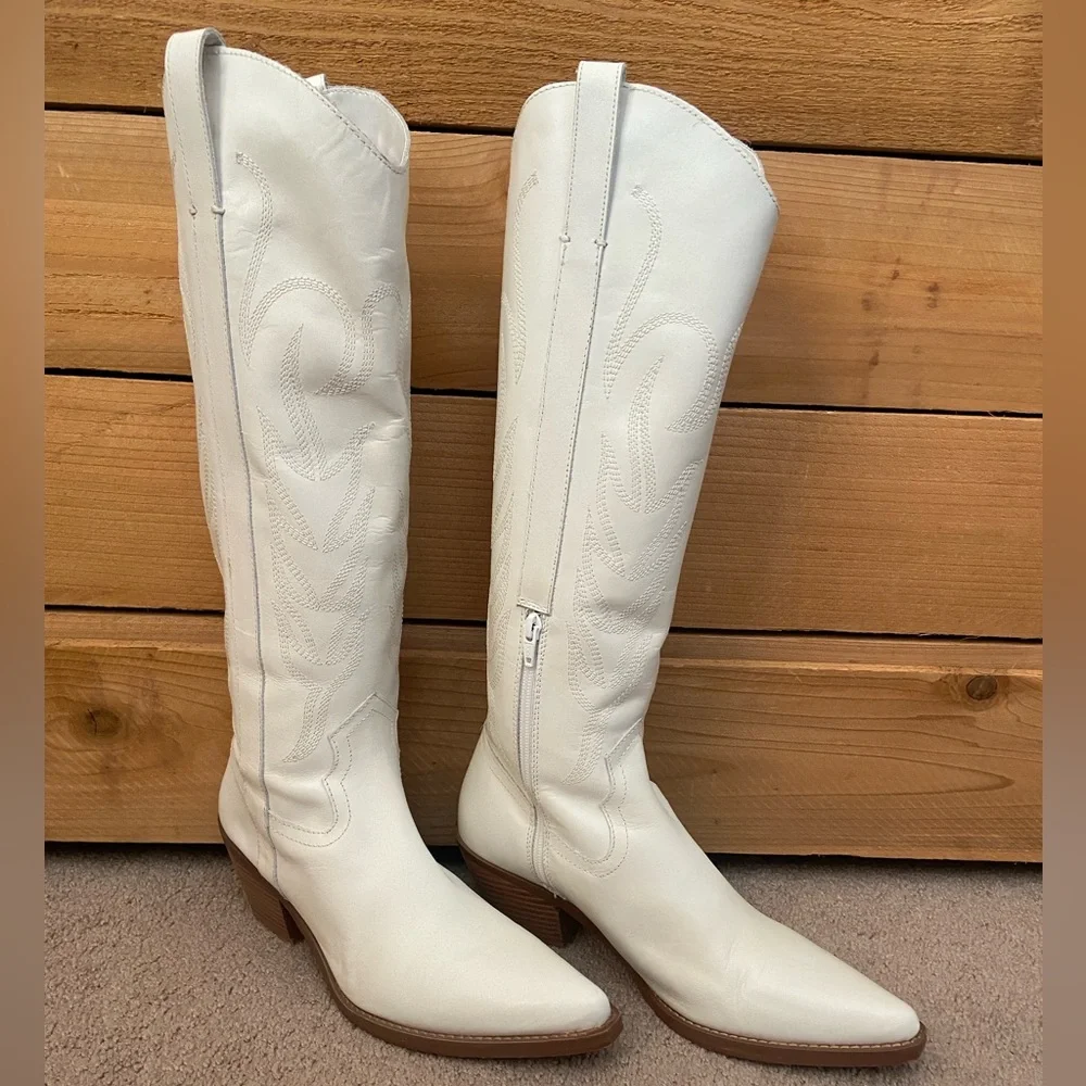 Cocunuts by Matisse White Tall Western Cowboy Boots - Picture 3 of 10